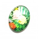DISPONIBIL 3 BUCATI - CSP25*18mm-A-182 - Cabochon sticla print flori 25*18mm