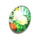 DISPONIBIL 3 BUCATI - CSP25*18mm-A-182 - Cabochon sticla print flori 25*18mm