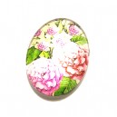 DISPONIBIL 2 BUCATI - CSP25*18mm-A-183 - Cabochon sticla print flori 25*18mm