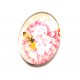 DISPONIBIL 3 BUCATI - CSP25*18mm-A-185 - Cabochon sticla print flori 25*18mm
