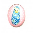 DISPONIBIL 2 BUCATI - CSP25*18mm-A-195 - Cabochon sticla print Matrioska 25*18mm