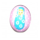 DISPONIBIL 4 BUCATI - CSP25*18mm-A-209 - Cabochon sticla print Matrioska 25*18mm