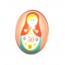 DISPONIBIL 2 BUCATI - CSP25*18mm-A-210 - Cabochon sticla print Matrioska 25*18mm