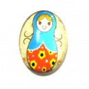DISPONIBIL 3 BUCATI - CSP25*18mm-A-216 - Cabochon sticla print Matrioska 25*18mm