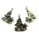 CP306 - (20 buc.) Charm saniuta cu bradut bronz antic 29*22mm
