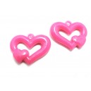 E-(20 buc.) Inimioara acril roz fucsia 31.5*24mm