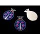 CP565 - Charm argintiu inchis buburuza email albastru 22.5*16mm