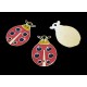 CP566 - (10 buc.) Charm argintiu inchis buburuza email roz 22.5*16mm