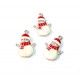 CP630 - (10 buc.) Charm emailat argintiu om de zapada alb cu rosu 22*15mm
