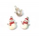 E-CP630 - (10 buc.) Charm emailat argintiu om de zapada alb cu rosu 22*15mm