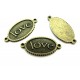 CO136 - (10 buc.) Conector love bronz antic 30*14.5mm