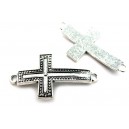 Conector cruce argintiu antic 43*23mm
