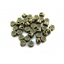 (10 buc.) Distantier floare bronz antic 5mm