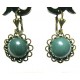 BIJ128 - Cercei bronz antic floare cu verde turcoaz perlat