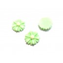 CRM13*4-15 - Cabochon rasina margareta verde pal cu alb 13*4mm