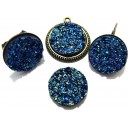 E-CRS09-A - (200 buc.) Cabochon rasina druzy nuante bleumarin si auriu 25mm 