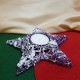 Suport lumanare steluta mov cu zapada si glitter argintiu 15cm
