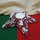 Suport lumanare steluta rosie cu zapada si glitter argintiu 15cm