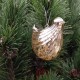 (4 buc.) Ornament brad sticla pasare auriu antic 8*7.5*8cm