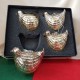(4 buc.) Ornament brad sticla pasare auriu antic 8*7.5*8cm