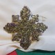 DISPONIBIL 1 BUCATA - Ornament brad fulg de zapada glitter auriu 12cm