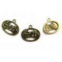 Charm portativ note muzicale bronz antic 21*18mm