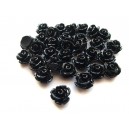 Cabochon rasina trandafir negru 10mm