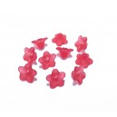 ACR03-L - (10 buc.) Flori acril rosu zmeuriu frosted 10*4mm 