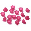 FA10*6mm-10 - (10 buc.) Flori acril rosu magenta frosted 10*6mm