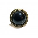 BX01 - Inel bronz antic cu cabochon negru 27mm