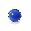BIJ143D - Inel argintiu inchis cu cabochon albastru 20mm