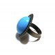 BIJ141F - Inel bronz antic cu cabochon bleu 27mm
