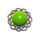 PX05G - Pandantiv bronz antic cu cabochon verde crud 34mm
