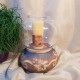 UNICAT - XCER64A - Suport lumanare ceramica maro roscat si gri cu frunza vita de vie 23*18cm