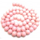 E-MS137 - (1 sirag) Margele sticla roz pal sfere 14mm
