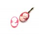 CRC06 - Cabochon rasina camee roz fucsia si alb 18*13mm