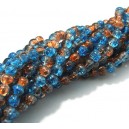 (10 buc.) Margele crackle albastru marin si portocaliu sfere 4mm