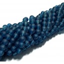 MSF795 - (10 buc.) Margele sticla frosted albastru marin sfere 8mm