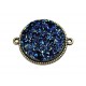 CCR08 - Conector bronz antic cu cabochon druzy negru 34*27.5mm/25mm