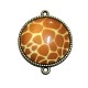 DISPONIBIL 2 BUCATI - CCSP51 - Conector bronz antic cu cabochon sticla cu print flori 34*27.5mm/25mm
