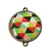 DISPONIBIL 1 BUCATA - CCSP78 - Conector bronz antic cu cabochon sticla cu print 34*27.5mm/25mm