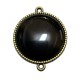 CBCE04 - Conector bronz antic cu cabochon sticla cat eye gri 34*27.5mm/25mm