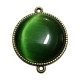 CBCE09 - Conector bronz antic cu cabochon sticla cat eye verde 34*27.5mm/25mm
