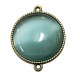 CBCE15 - Conector bronz antic cu cabochon sticla cat eye albastru 34*27.5mm/25mm