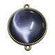 CBCE20 - Conector bronz antic cu cabochon sticla cat eye mov lavanda 34*27.5mm/25mm