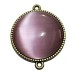 CBCE21 - Conector bronz antic cu cabochon sticla cat eye roz intens 34*27.5mm/25mm