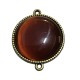 CBCE24 - Conector bronz antic cu cabochon sticla cat eye rosu mahon 34*27.5mm/25mm