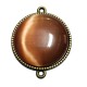 CBCE26 - Conector bronz antic cu cabochon sticla cat eye portocaliu 34*27.5mm/25mm