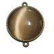 CBCE27 - Conector bronz antic cu cabochon sticla cat eye portocaliu piersica 34*27.5mm/25mm