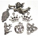 DISPONIBIL 1 SET - MX551 - Mixt pandantive argintiu antic diverse marimi